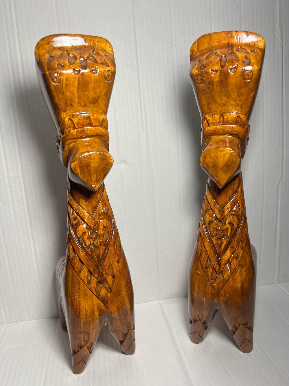 Vintage wooden hand carved bank horses Rare